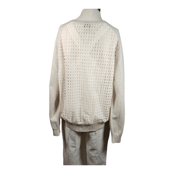 KOCH Wool & Cashmere Light Grey Pullover Sweater XS Semi Sheer Woven Back EUC - Picture 3 of 6